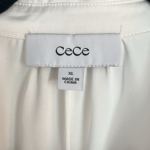 NWT White satin work blouse, pearlized buttons - Picture 3 of 6